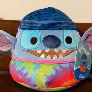 NWT Squishmallow Kellytoy Plush Disney 8” Tie Dye Stitch Beanie Hat